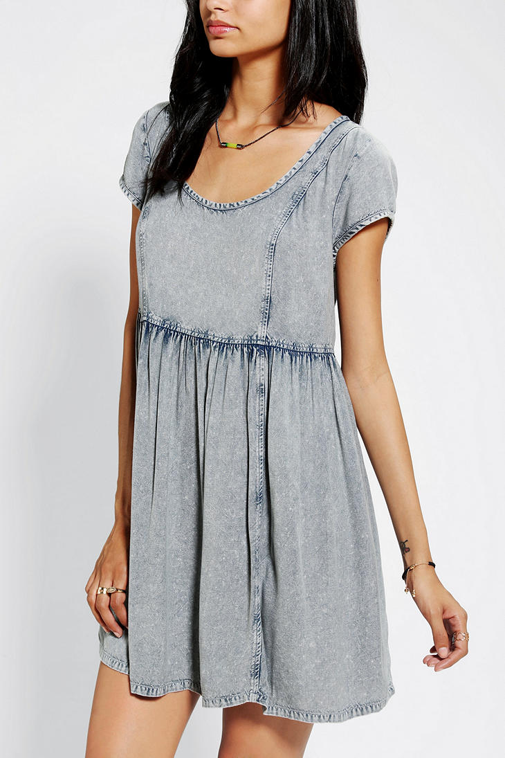 Urban Outfitters Ecote Acid Wash Babydoll Dress in Light Blue (Blue) - Lyst