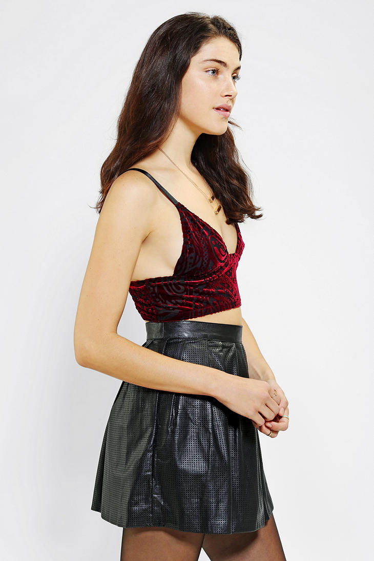 Urban outfitters Burnout Velvet Bra Top in Red | Lyst