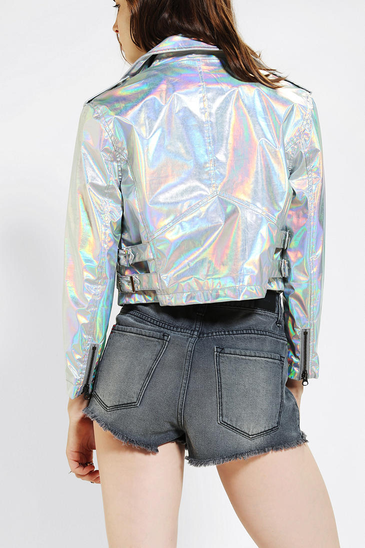 Urban Outfitters Cult By Lip Service Hologram Moto Jacket in Blue | Lyst