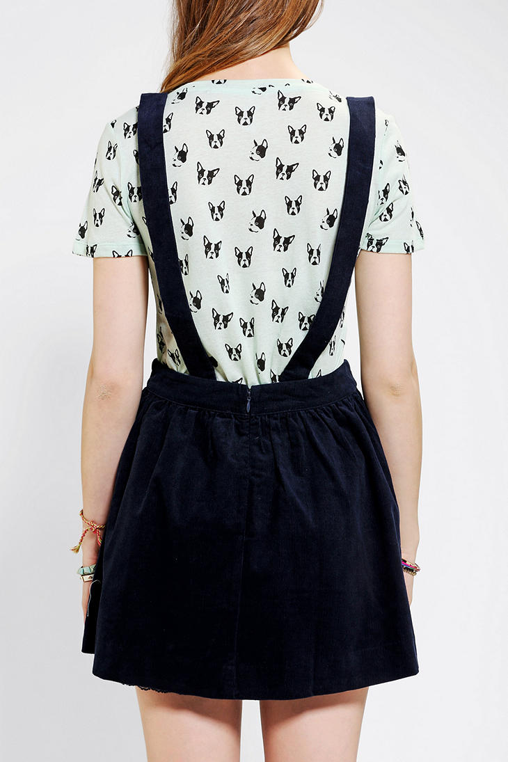 Urban Outfitters Coincidence Chance Corduroy Suspender Skirt in Navy ...