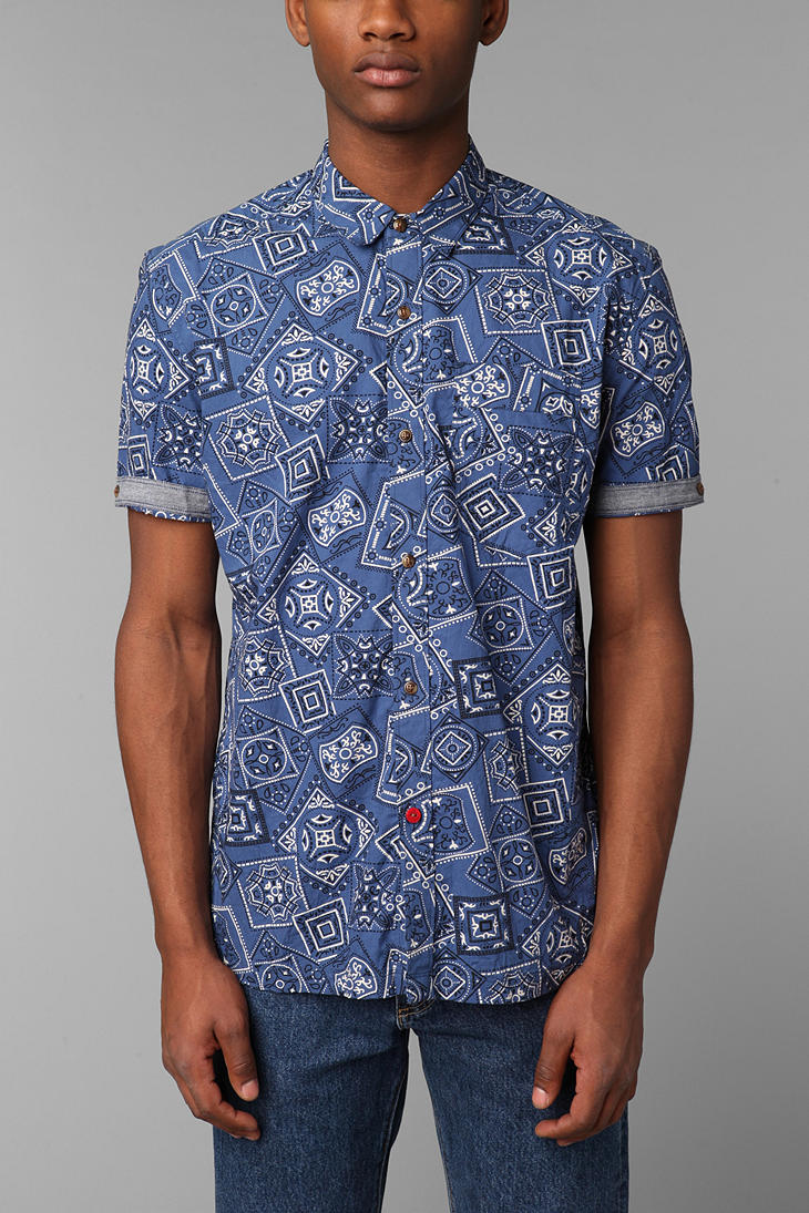 farm support Closely Urban Outfitters Cpo Bandana Shirt in Navy (Blue) for Men | Lyst