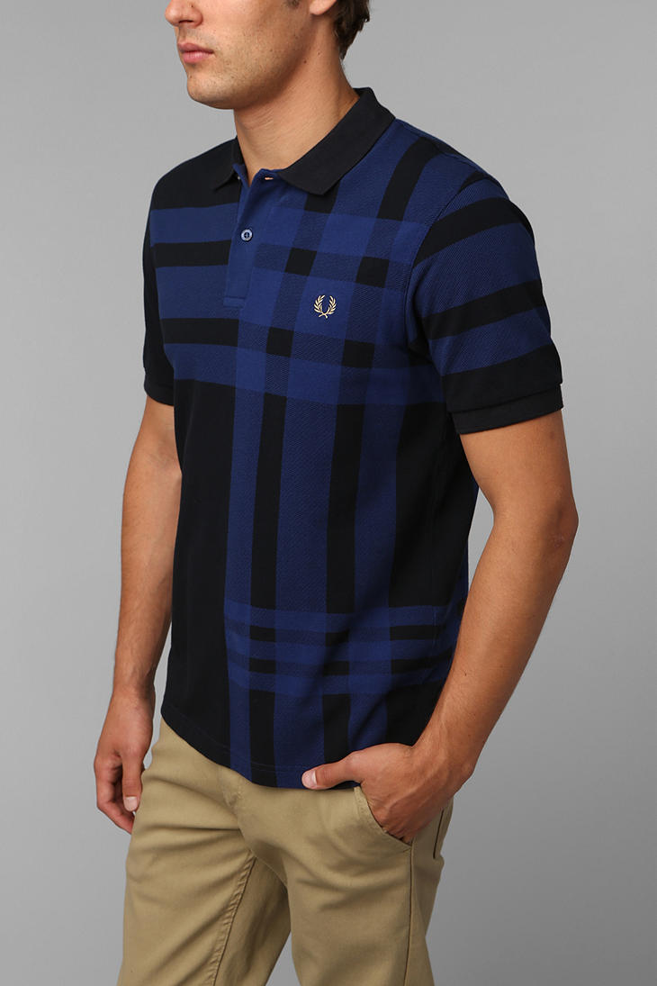 Urban Outfitters Fred Perry Tartan Plaid Polo Shirt in Navy (Blue) for Men  - Lyst