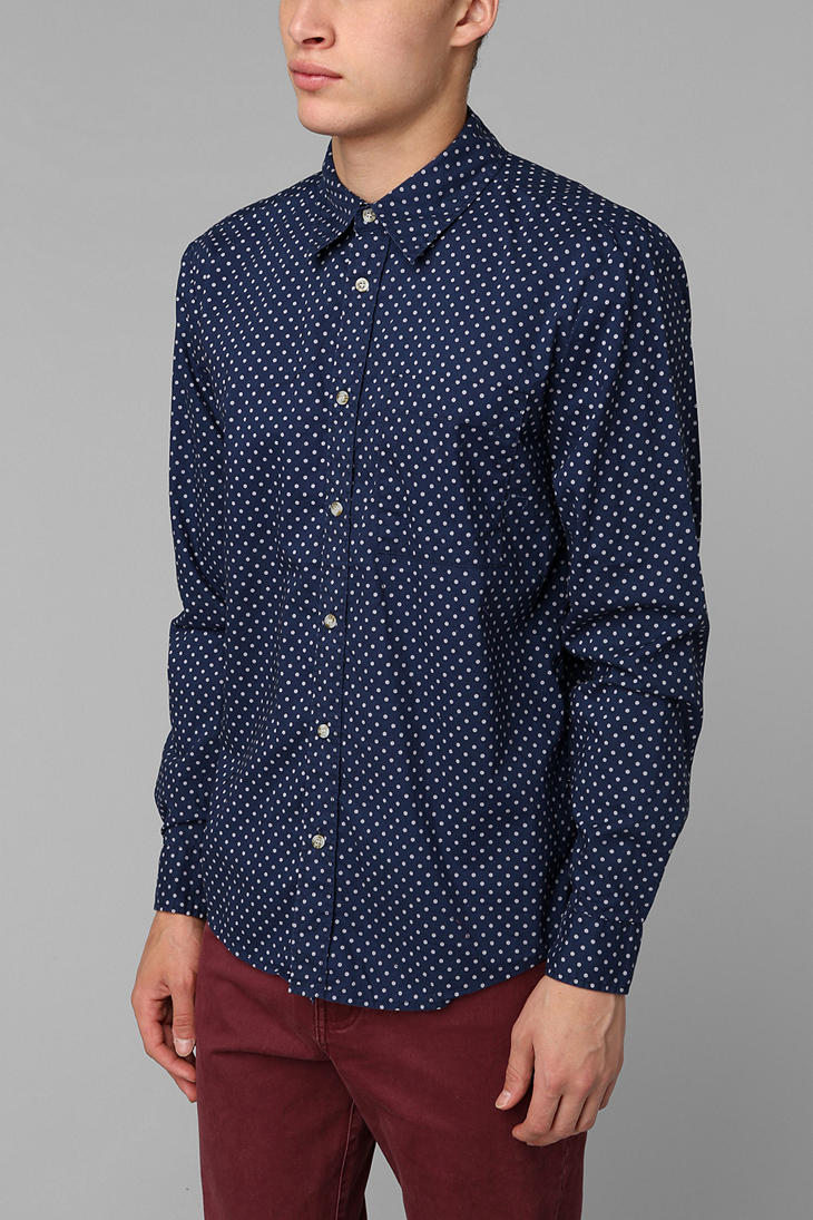 Lyst - Urban Outfitters Neuw Polka Dot Button-Down Shirt in Blue for Men