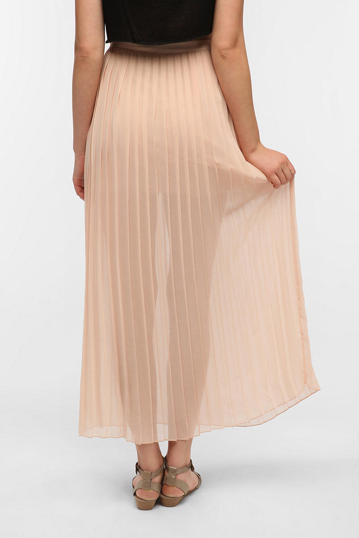 Urban Outfitters Sparkle Fade Pleated Chiffon Maxi Skirt in Pink - Lyst
