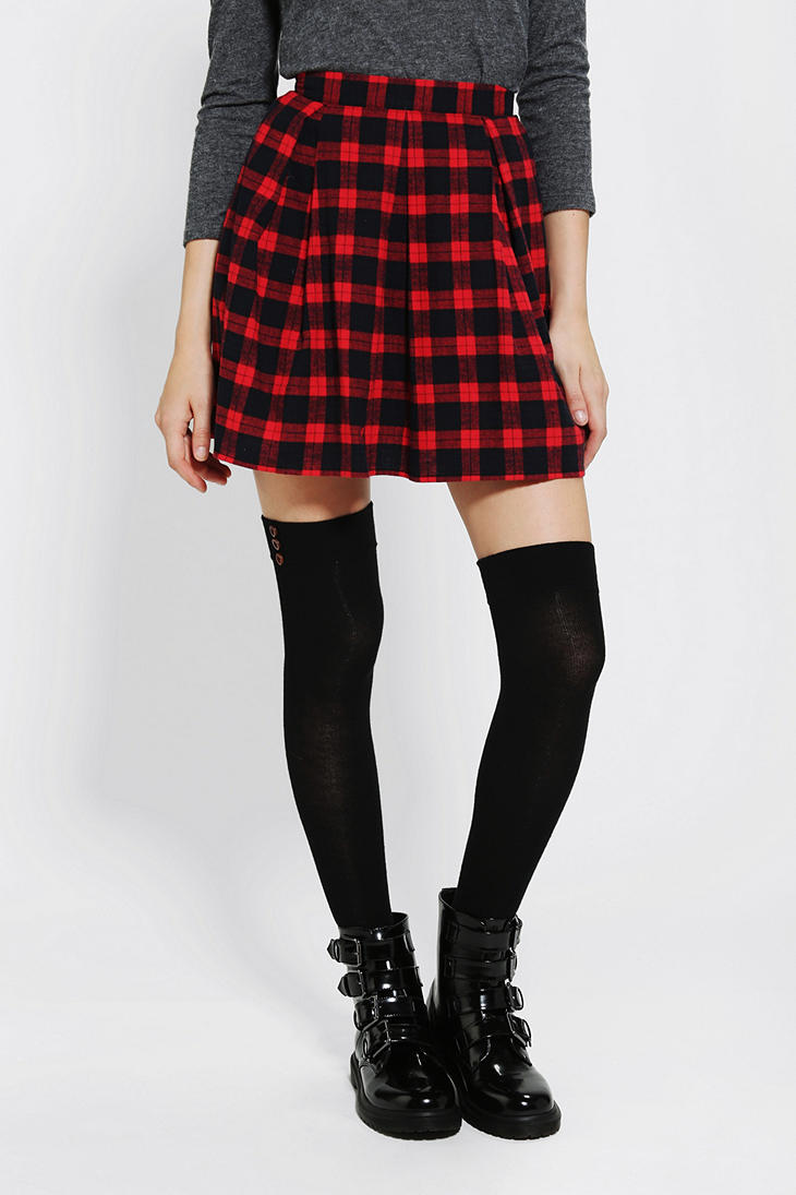 Lyst Urban outfitters Coincidence Chance Pleated Plaid Skirt in Red