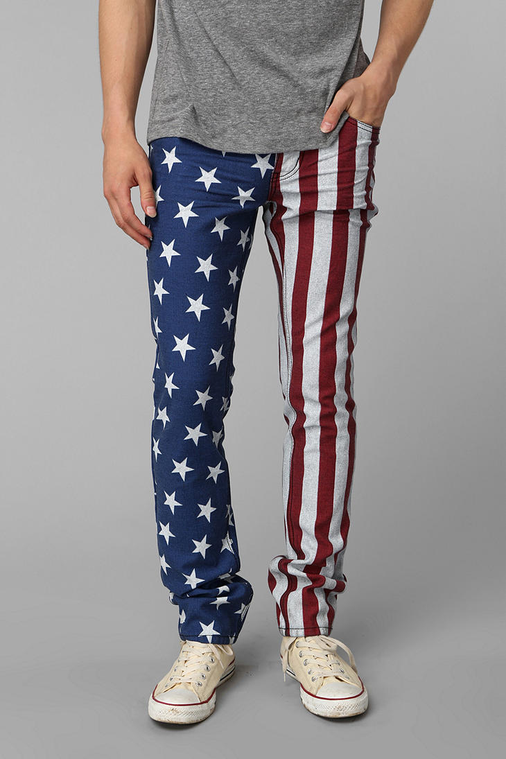 Urban Outfitters City Waxed Flag Skinny Jean in Red for Men | Lyst