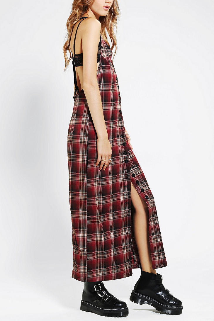 Lyst Urban Outfitters Unif Nevermind Plaid Maxi Dress in Red