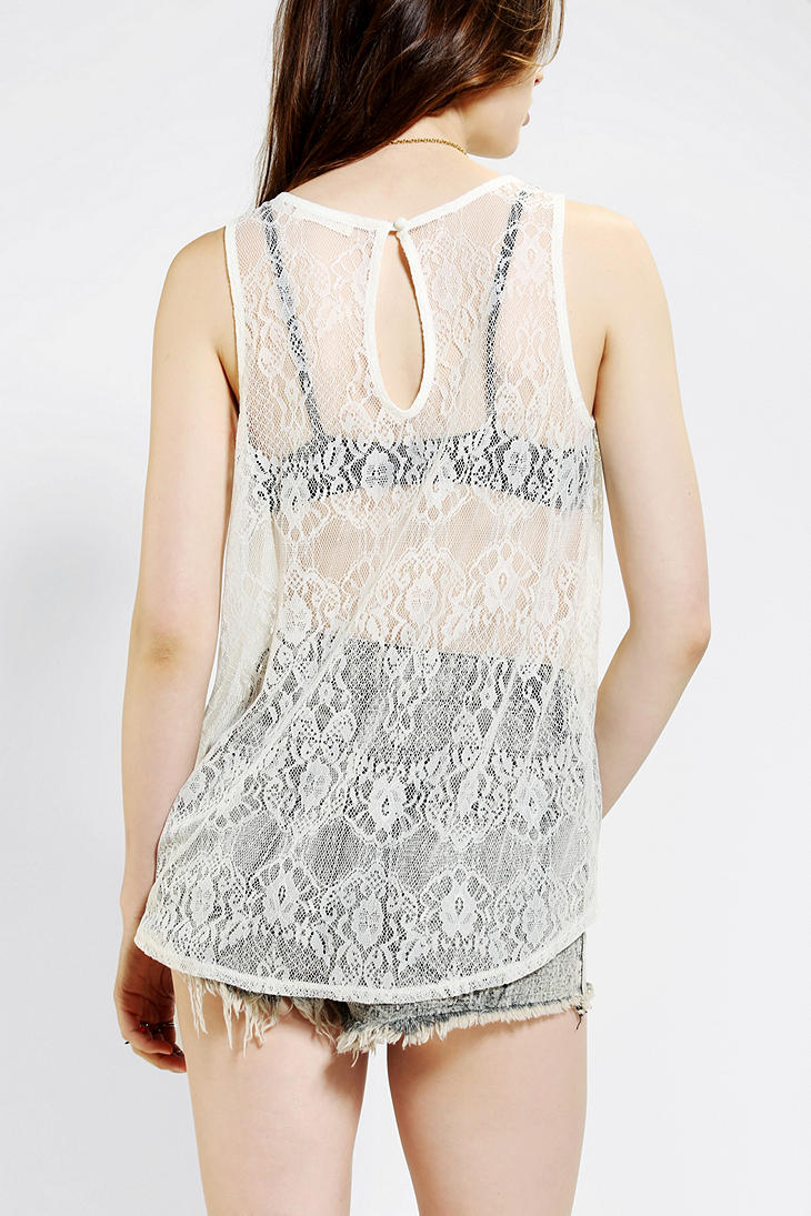 Urban Outfitters Pins and Needles Embroidered Lace Tank Top in White Lyst