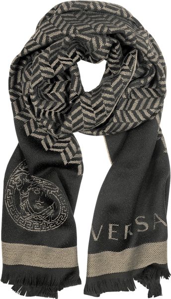 Versace Dark Brown and Beige Wool Mens Long Scarf in Brown for Men ...