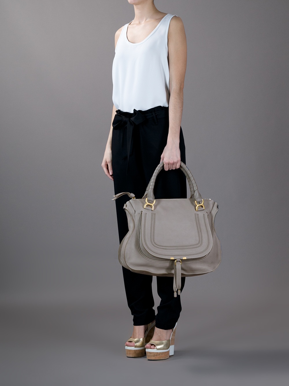 Lyst Chloé Marcie Large Tote in Gray