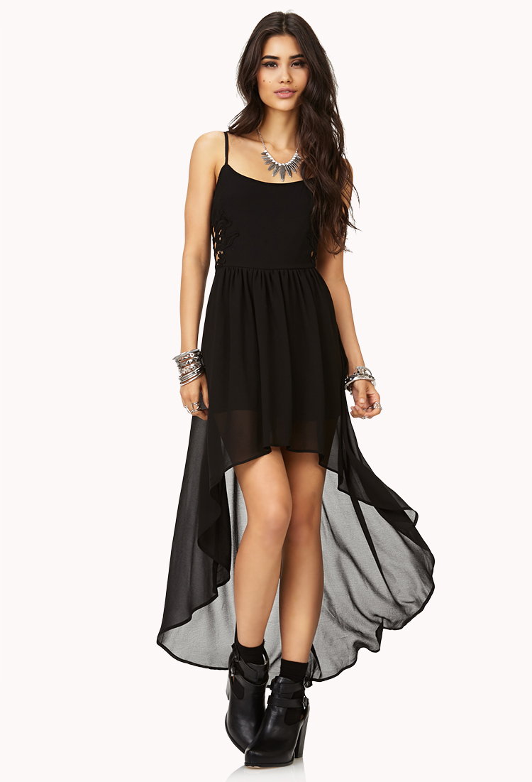 Forever 21 Pretty Cutout Highlow Dress in Black | Lyst