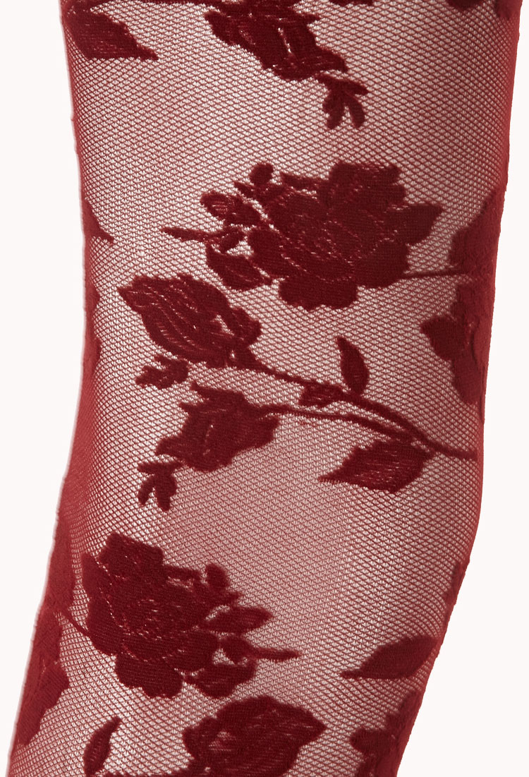 burgundy patterned tights