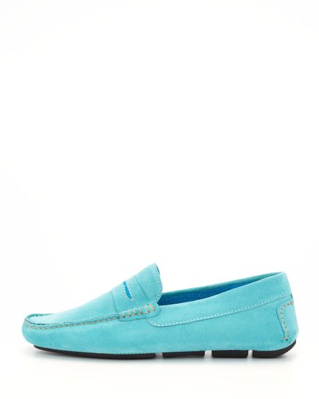 Manolo Blahnik Roadster Suede Driver Loafer Turquoise in Blue for Men ...