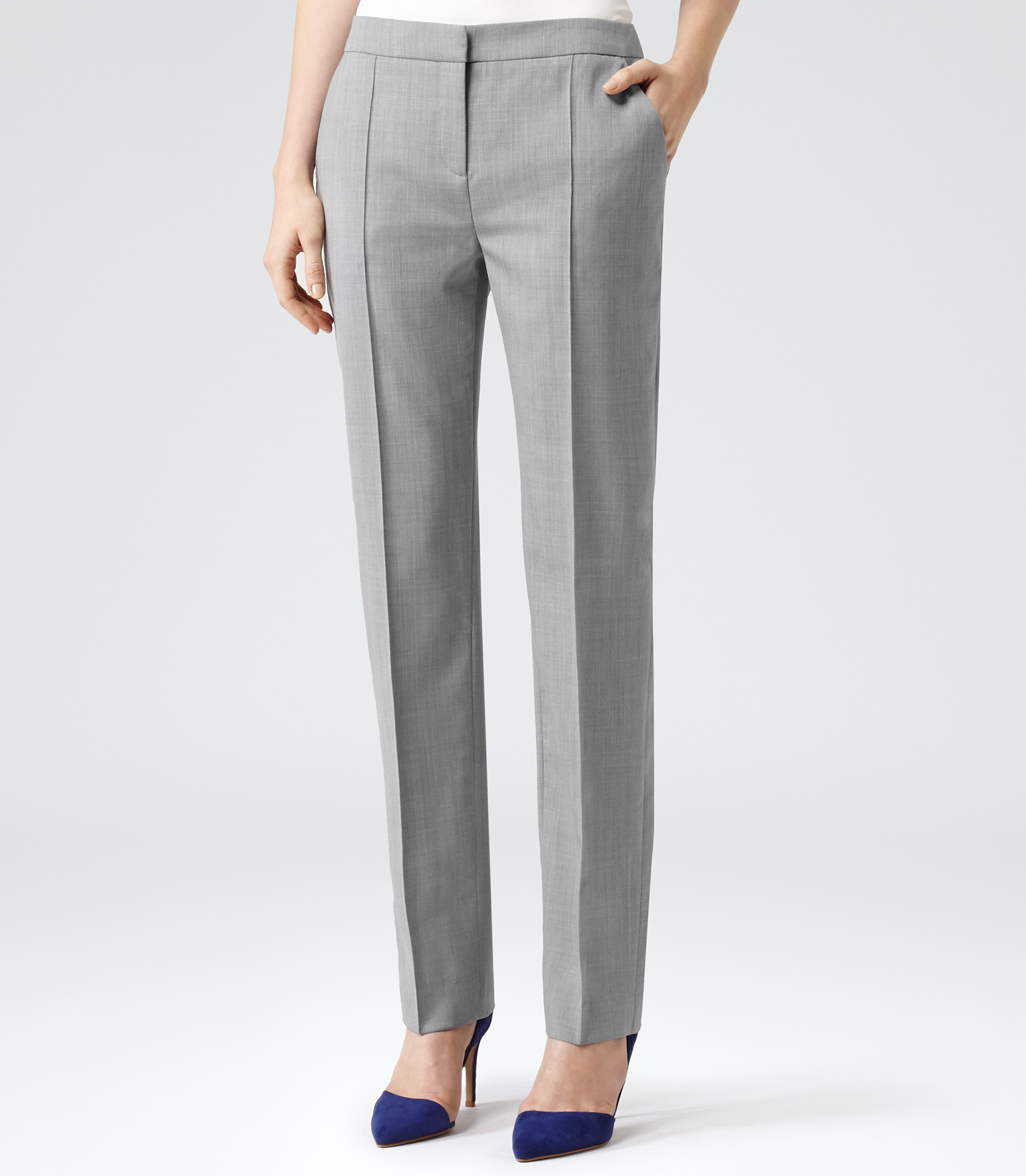 grey tailored trousers women's