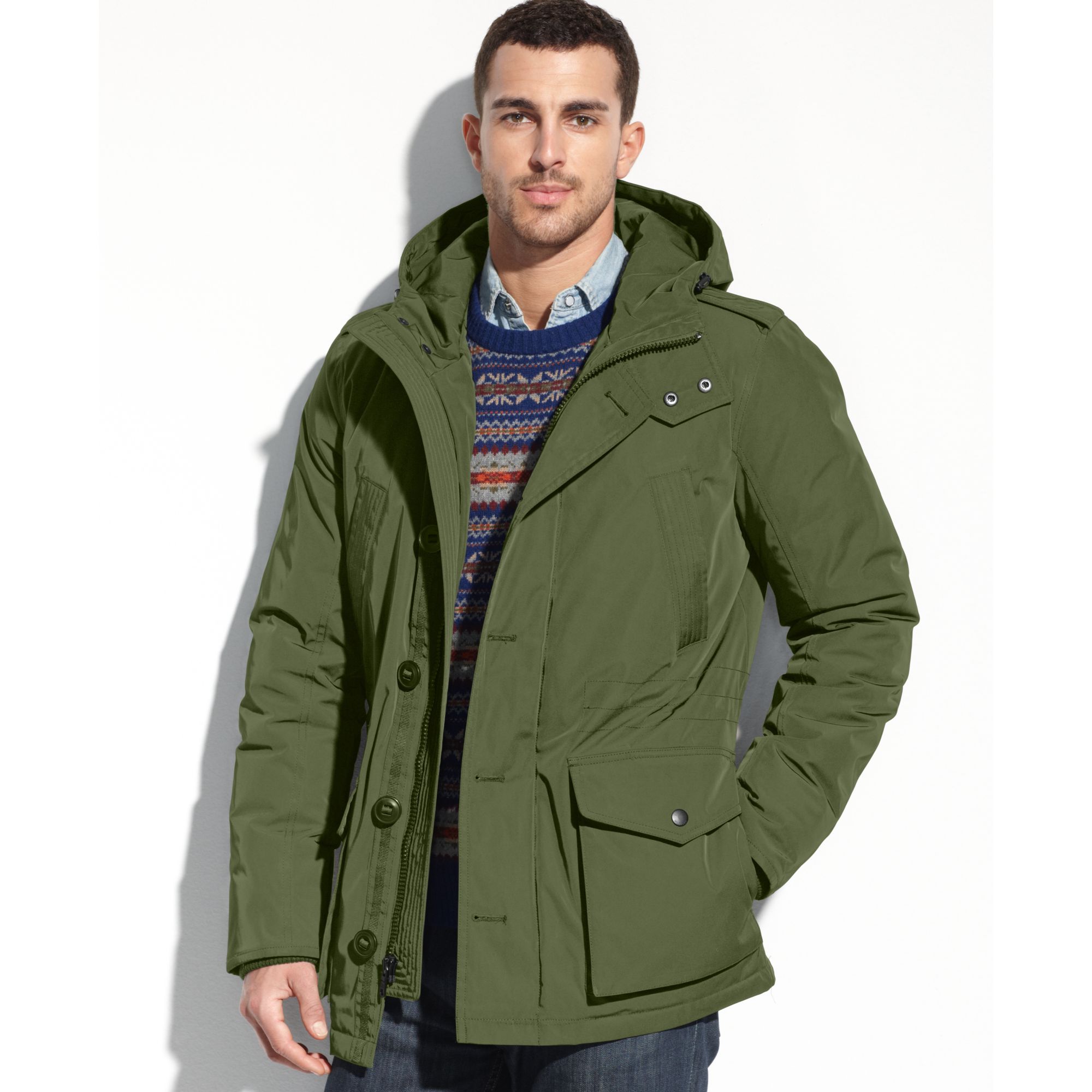 Lyst - Tommy Hilfiger Hooded Parka Coat in Green for Men