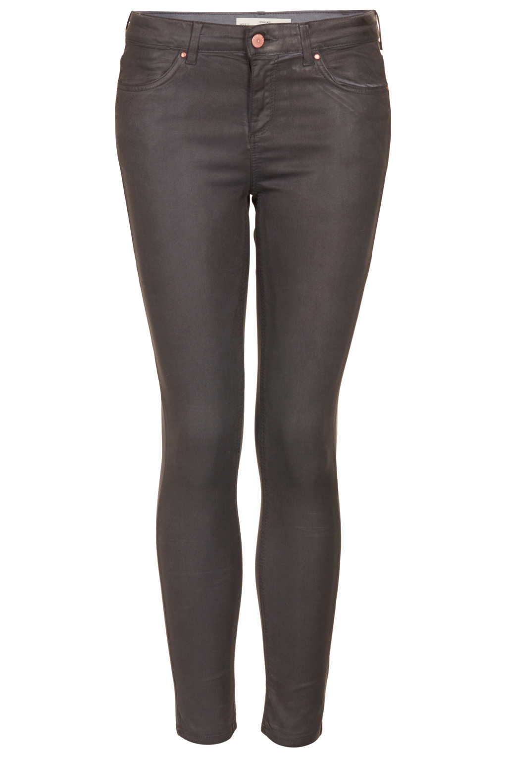 Moto Grey Coated Leigh Jeans in Gray Lyst