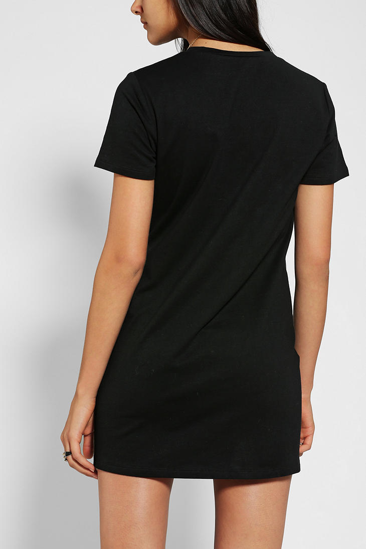 faux leather t shirt dress