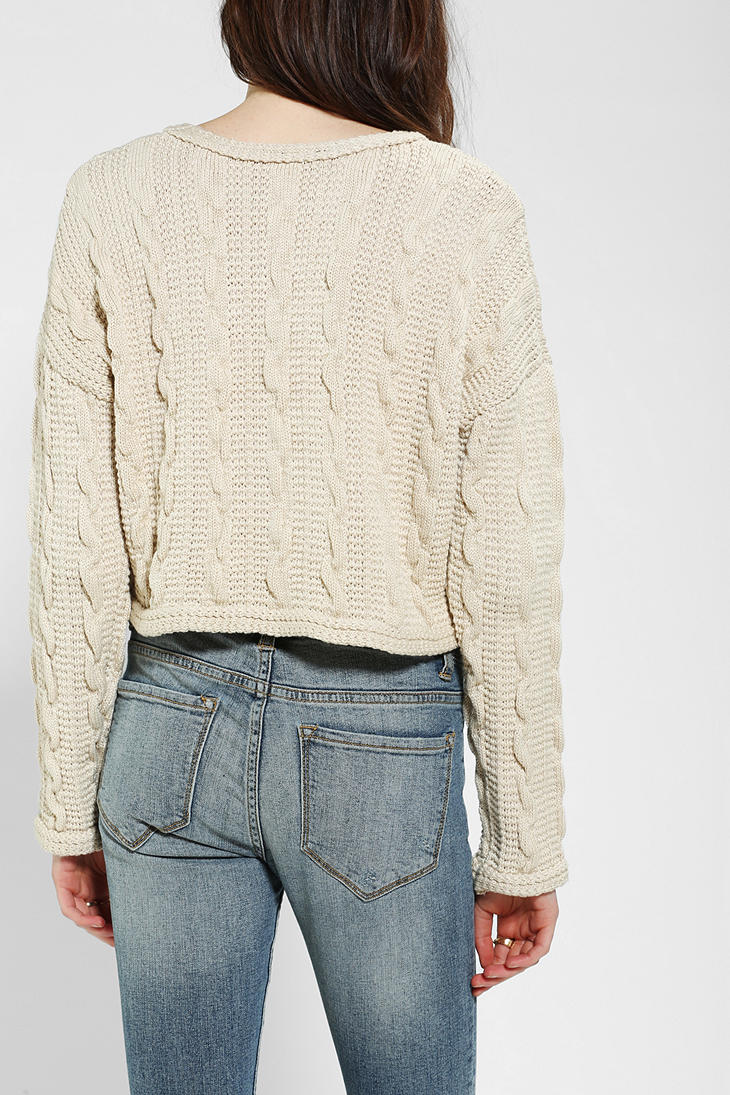 cropped cable sweater
