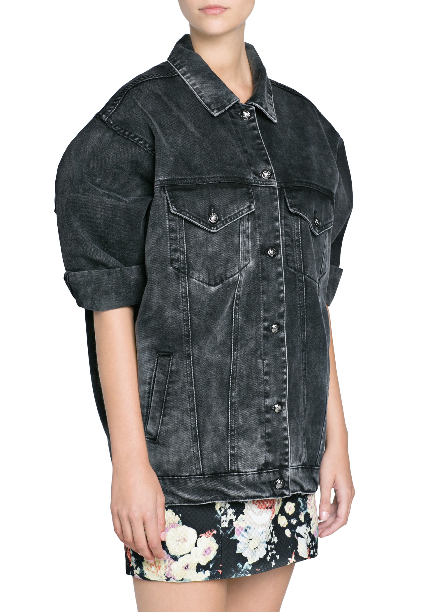 Lyst Mango Black Oversize Denim Jacket in Black