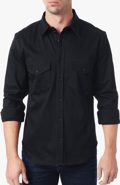 7 For All Mankind Heavyweight Button Up Shirt in Black for Men | Lyst
