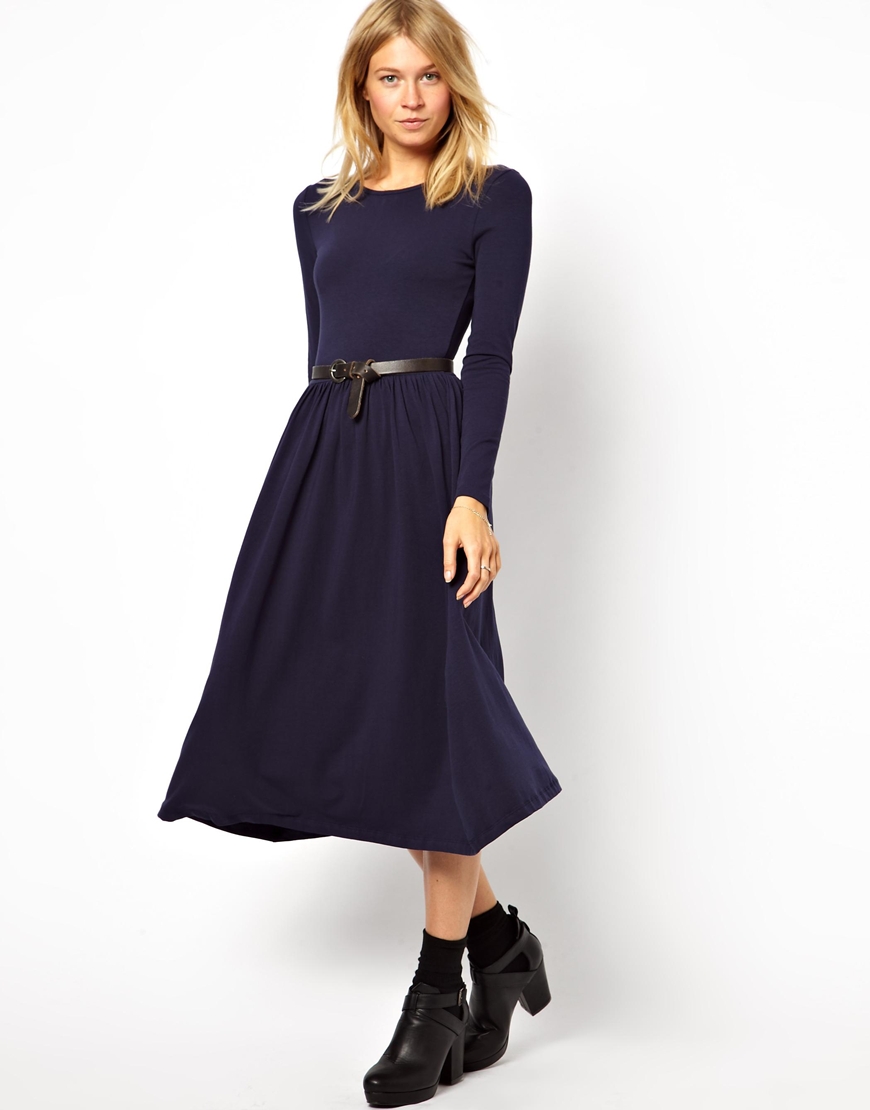 Long sleeve midi skater dress Clearance