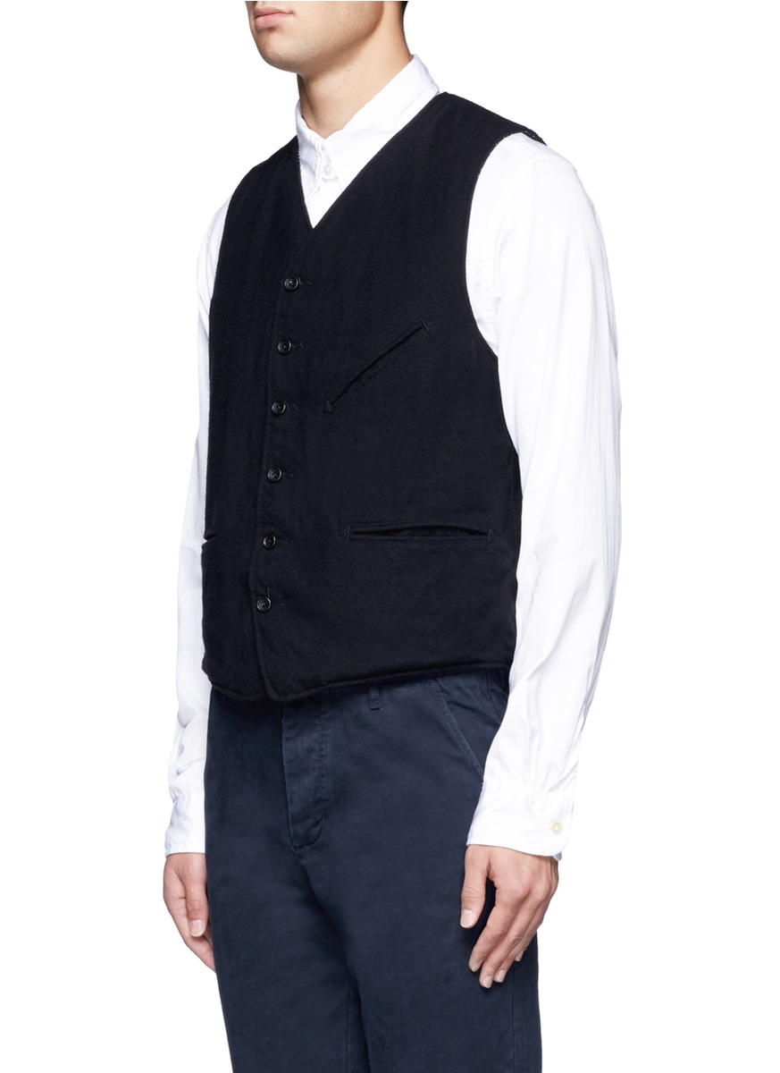 Engineered garments Reversible Quilted Wool Vest in Black for Men | Lyst
