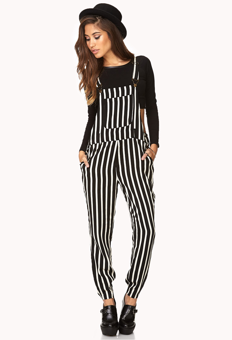 forever 21 striped overalls