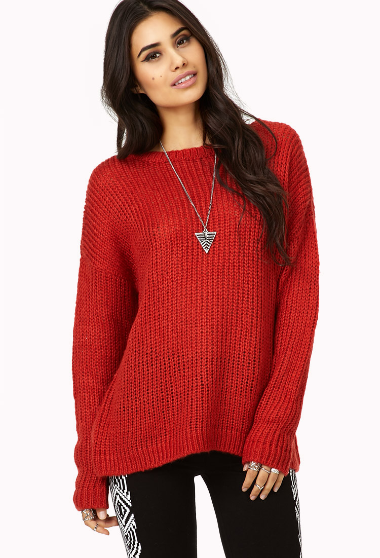 Forever 21 Classic  Chunky Knit Sweater  in Red Lyst