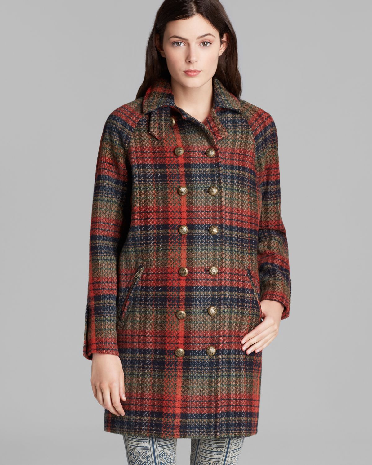 plaid cocoon wool coat