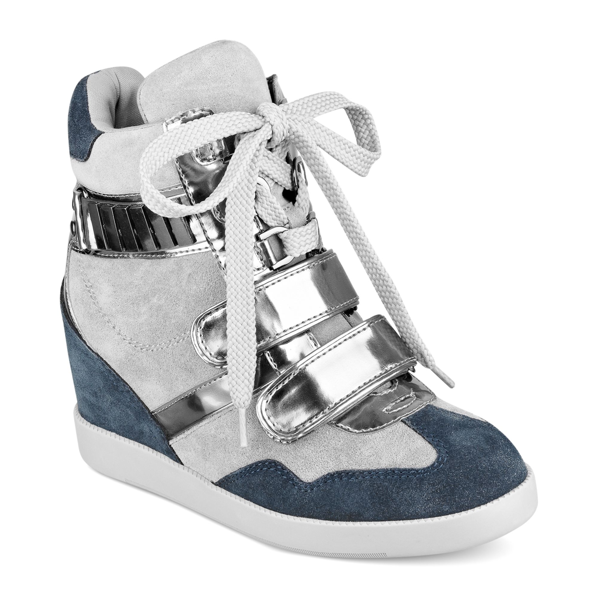 Guess Womens Shoes Trevian Wedge Sneakers in Gray (Blue/Grey) | Lyst