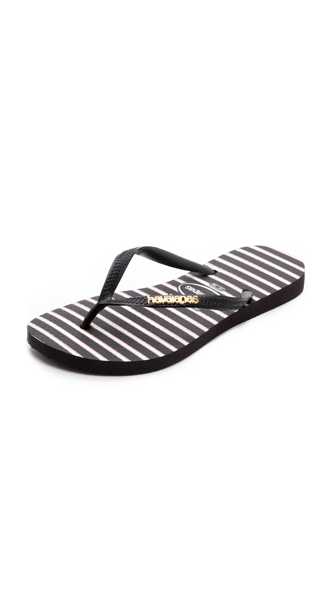 HAVAIANAS SLIM METAL LOGO THONGS â BLACK / GOLD â Pacific Prizm Boardstore
