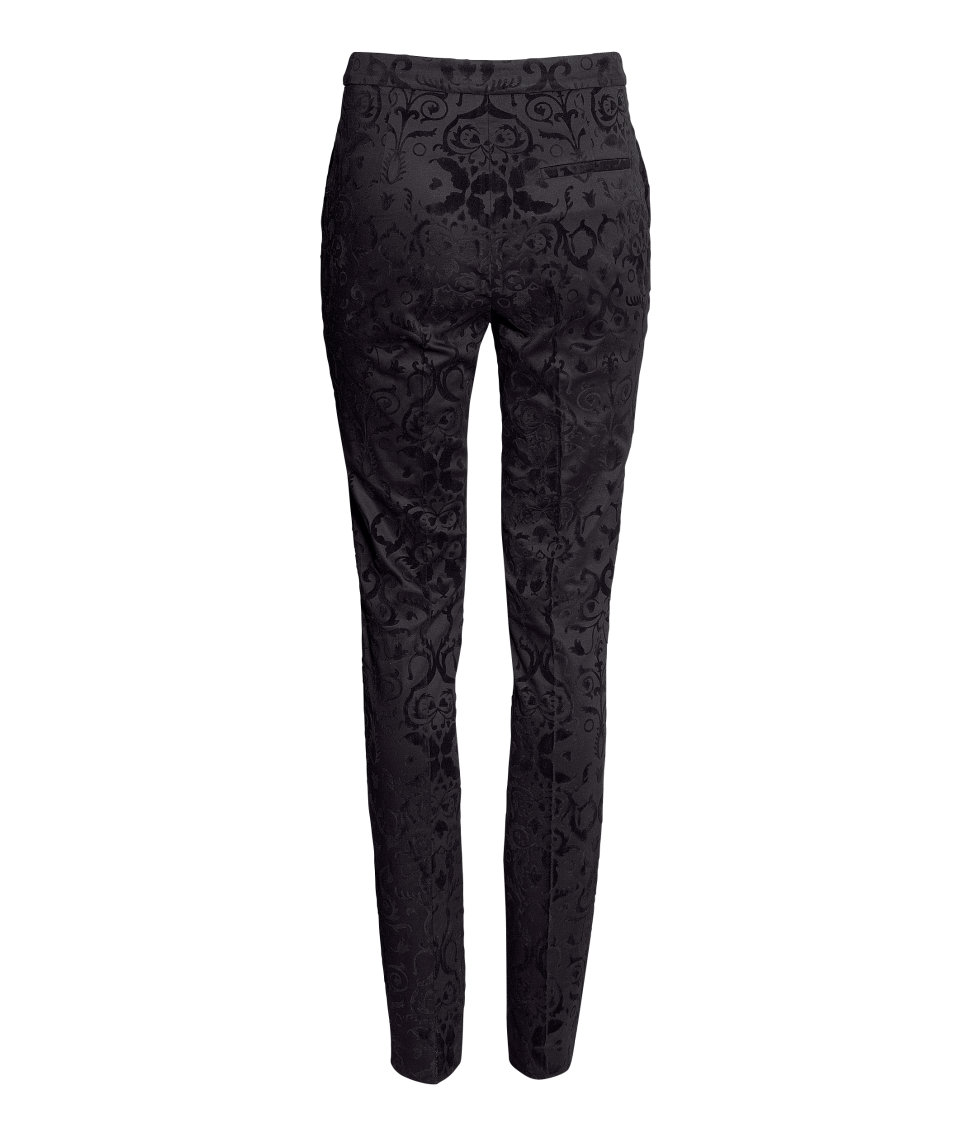 H&M Stretch Trousers in Black/Patterned (Black) Lyst