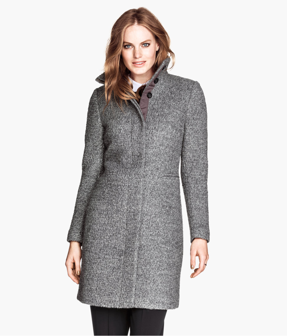 H\u0026M Bouclé Coat in Grey (Grey) - Lyst