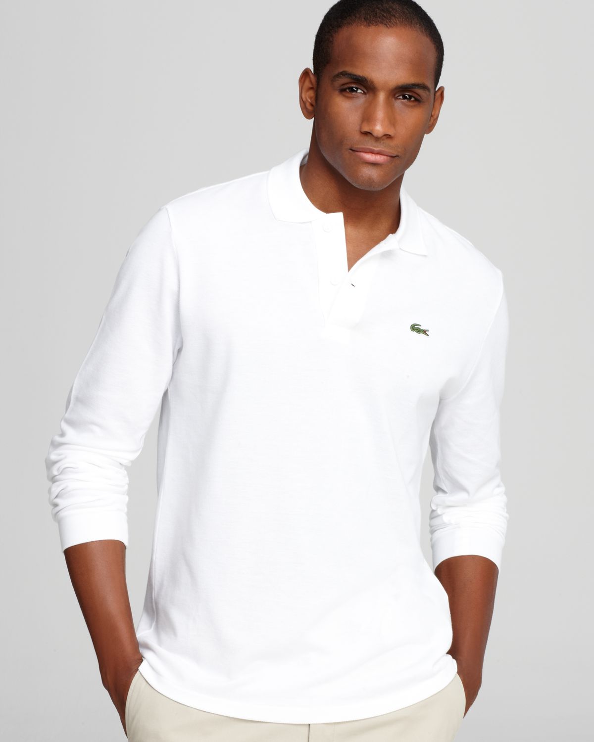 lacoste white long sleeve shirt