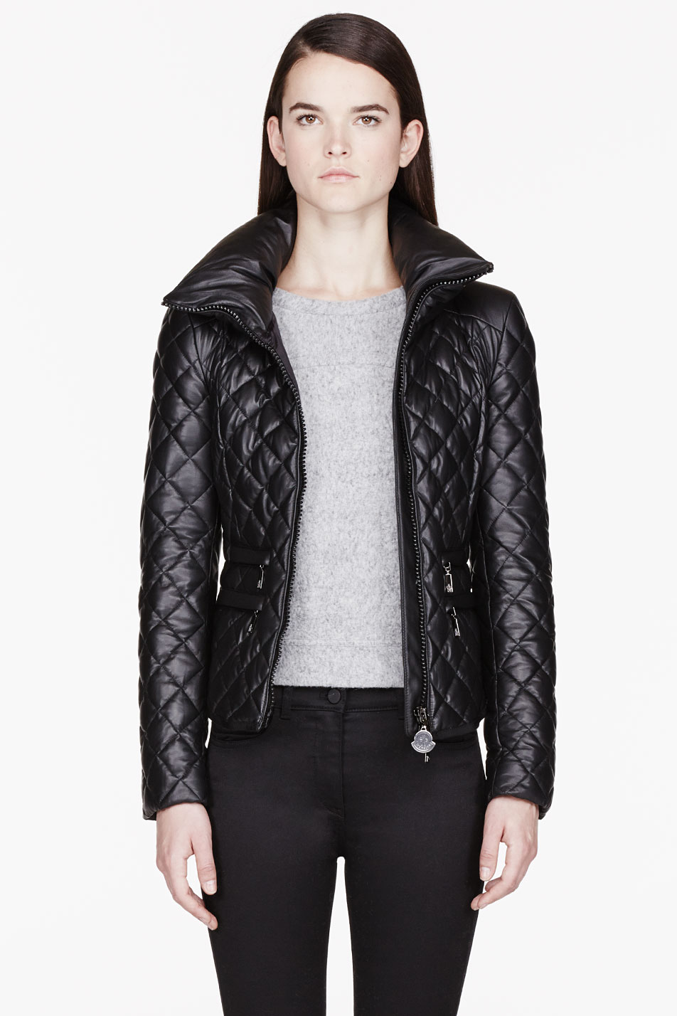 Moncler Black Leather Quilted Jacket - Lyst (952 x 1428 Pixel)