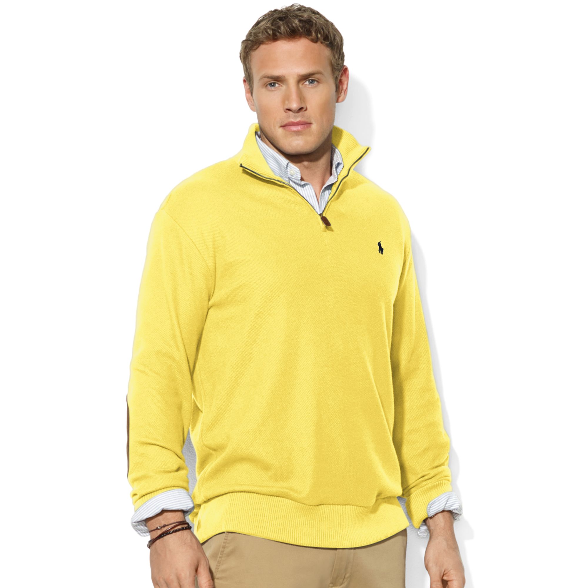 yellow half zip sweater