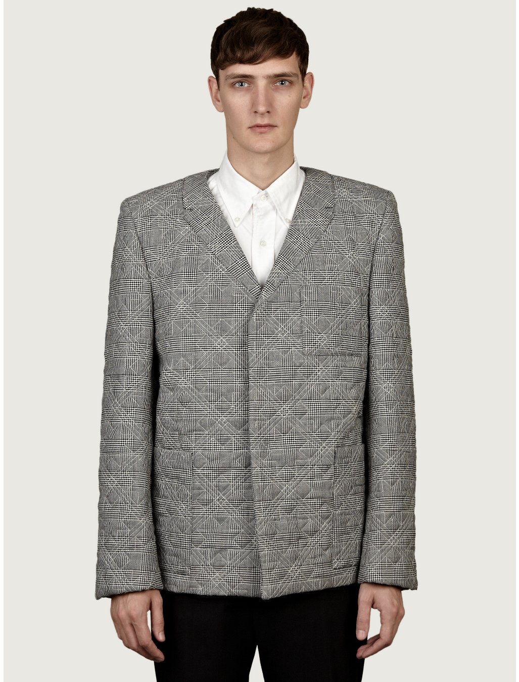 Thom Browne Mens Star Quilted Prince Of Wales Jacket in Gray for Men ...