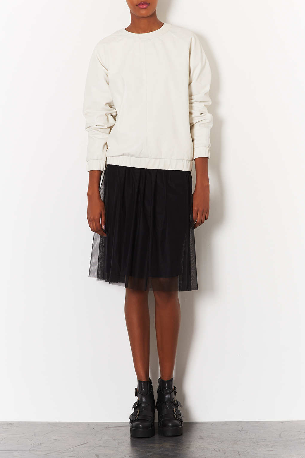 TOPSHOP Black Midi Tulle Skirt - Lyst
