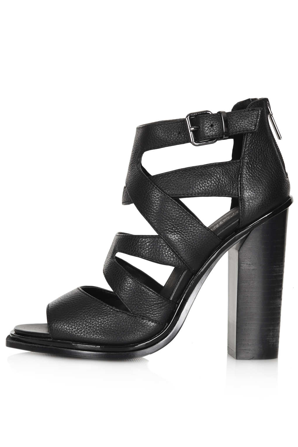 black multi strap heels