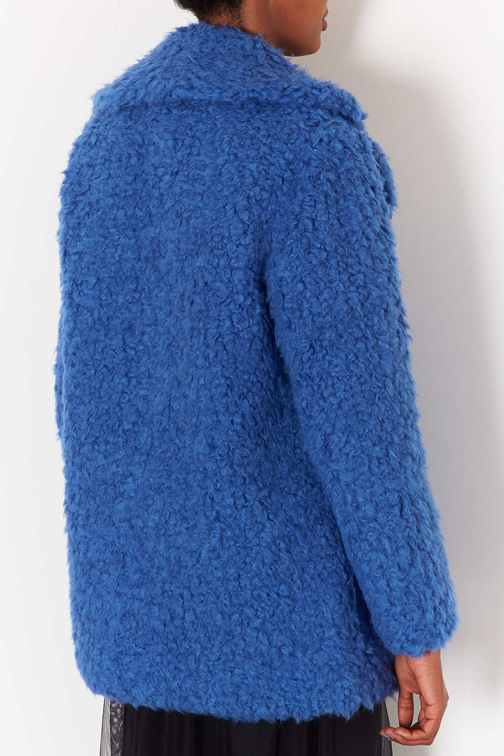 Lyst Teddy Fur Pea Coat in Blue