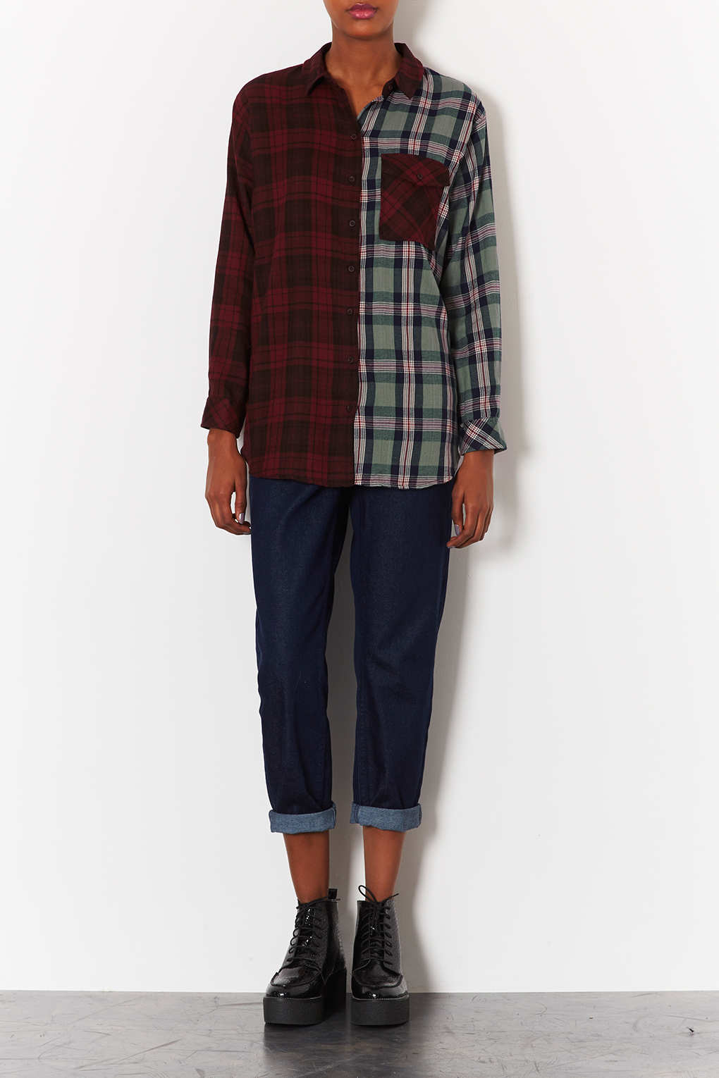 topshop red check shirt