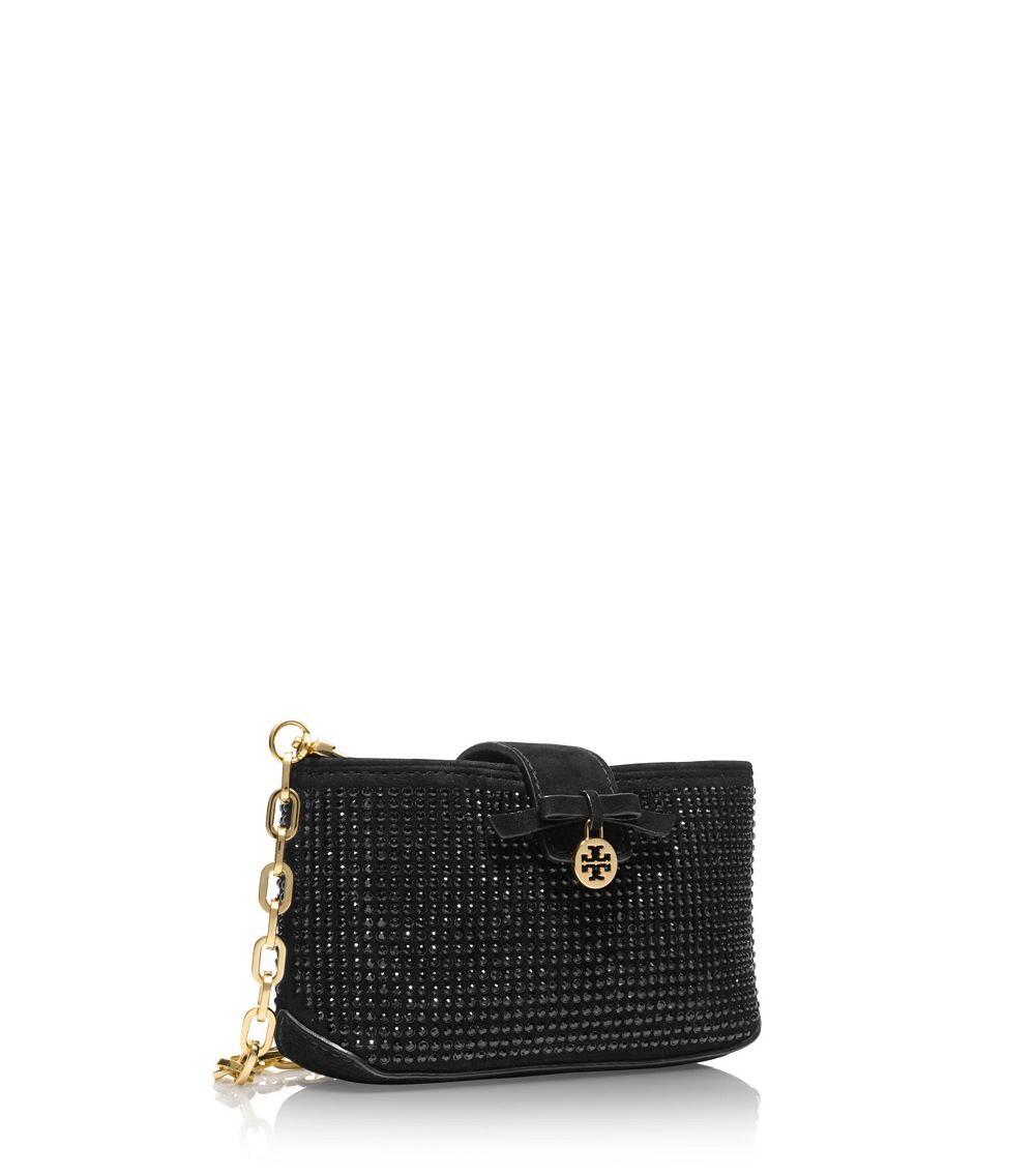 Tory Burch Allover Crystal Smartphone Crossbody Wallet in Black Lyst