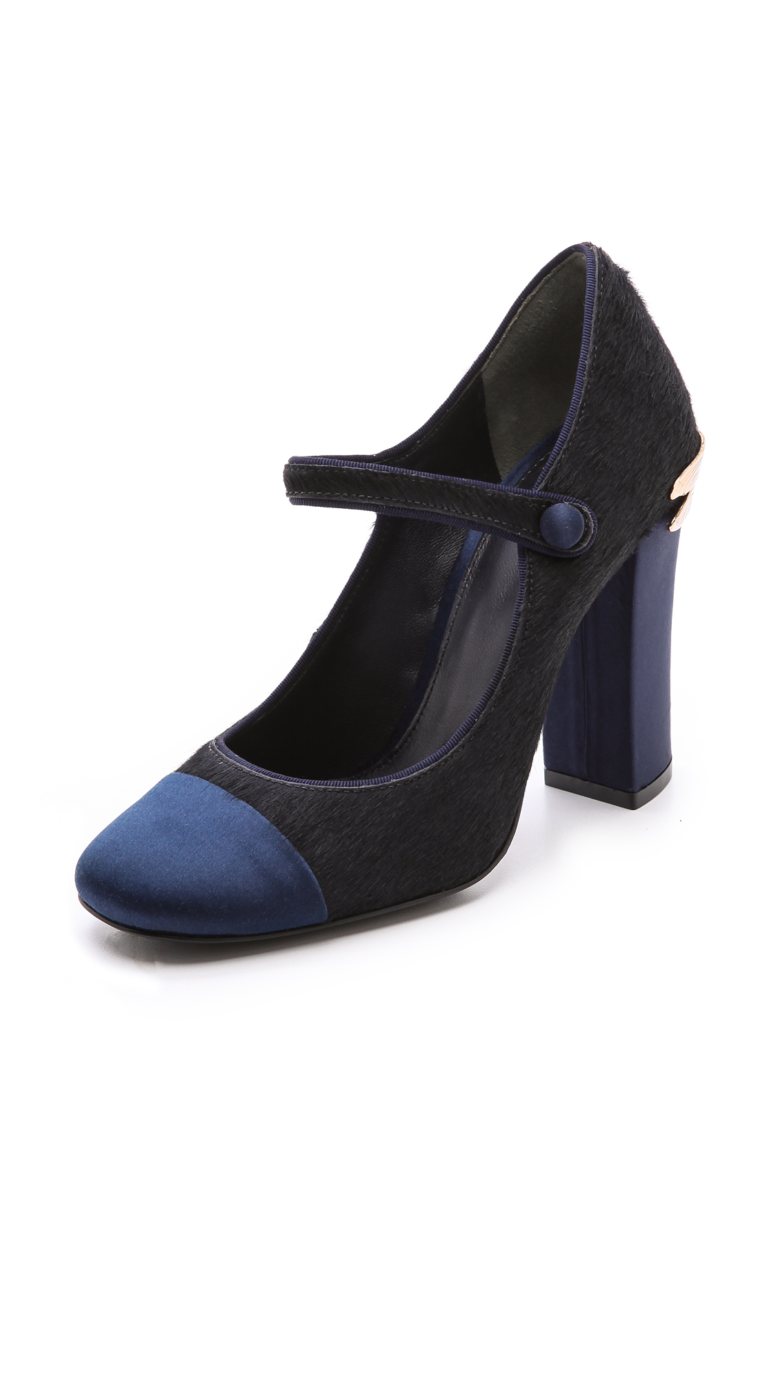 Tory Burch Imogene Mary Jane Haircalf Pumps in Bright Navy/Navy (Blue) - Lyst