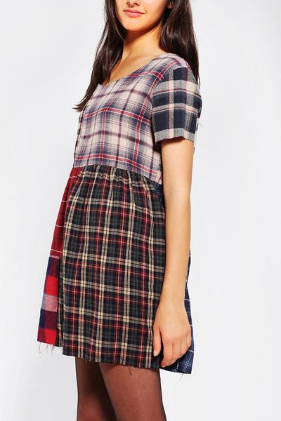 Urban Outfitters Urban Renewal Patchwork Flannel Dress in Multicolor ...