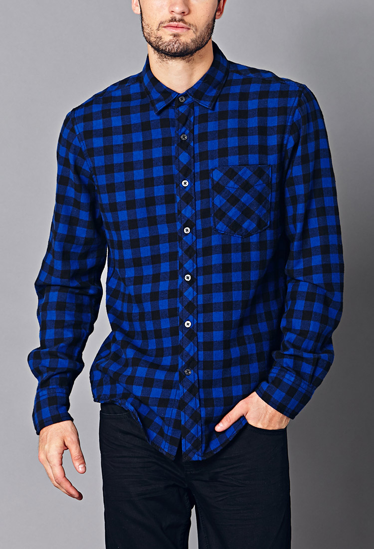 Lyst - Forever 21 Classic Fit Buffalo Check Flannel in Blue for Men