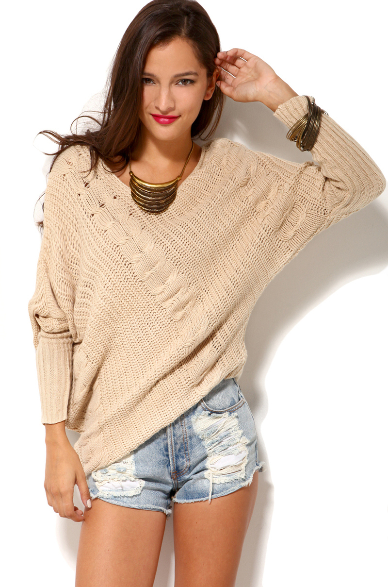 Lyst - Akira Off Shoulder Cable Knit Sweater in Ivory in White