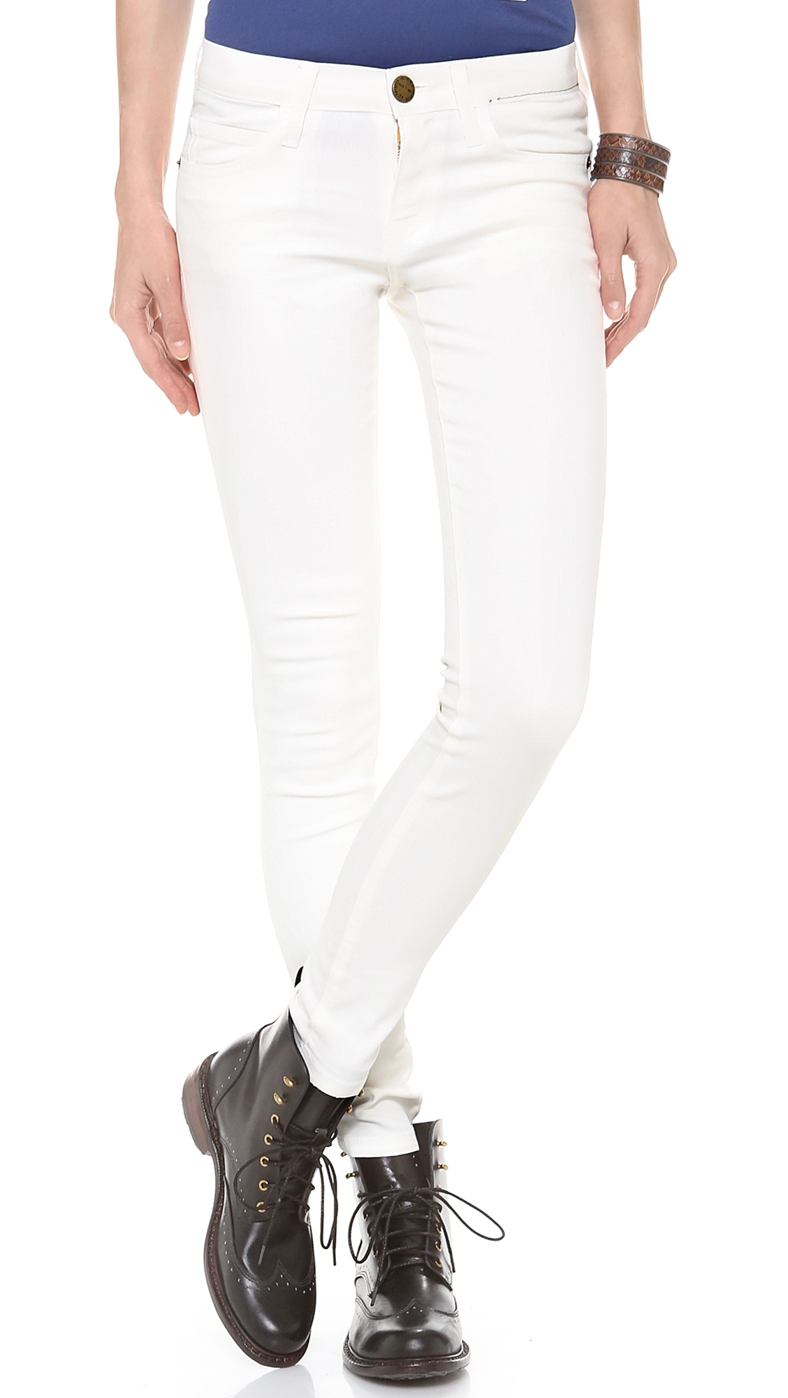 white coated jeans