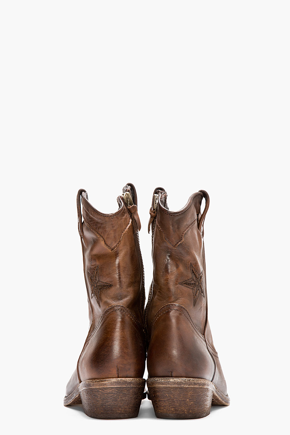 DIESEL Brown Leather Korkero Cowboy Boots for Men - Lyst