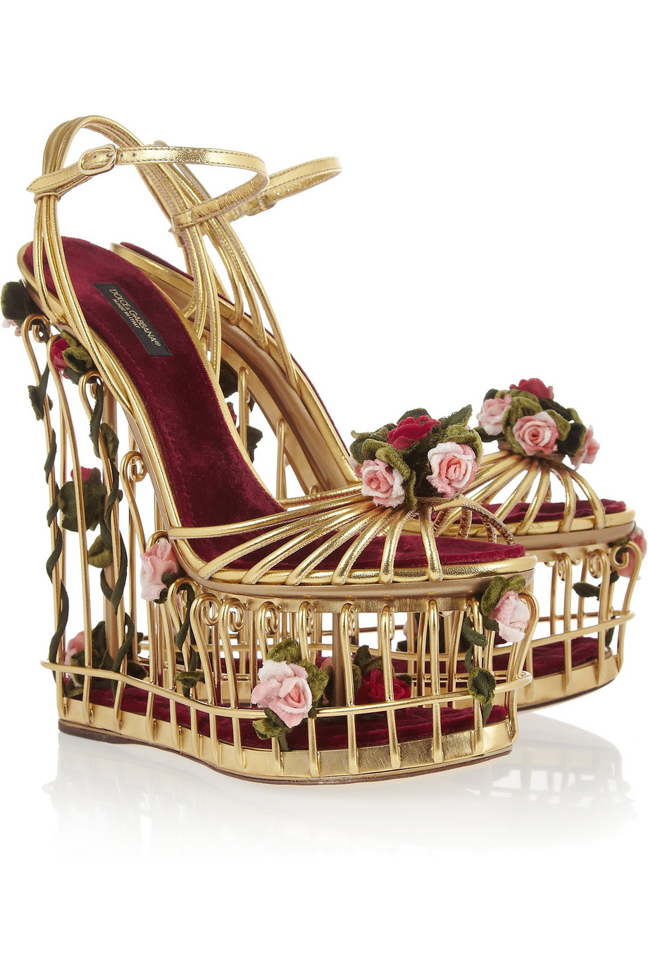 dolce & gabbana floral caged heels