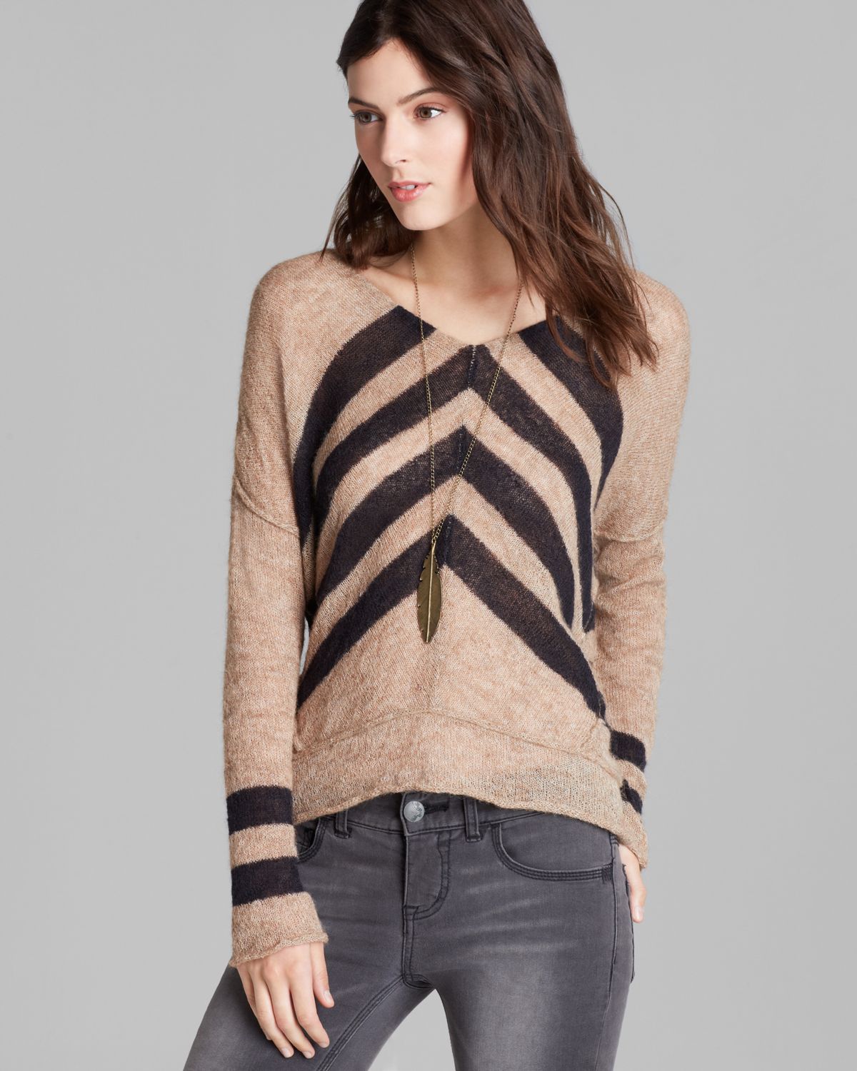 Free People Pullover Twelve Rose in Taupe Combo (Black) - Lyst